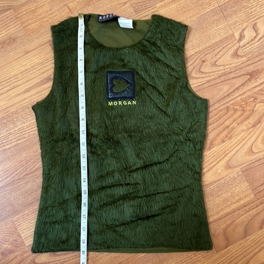 Morgan De Toi fur green tank top, size Small, Made in France - Picture 6 of 8